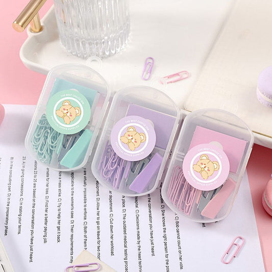 Macaron Color Paper Clip Ticket Holder Stapler Stationery For Students