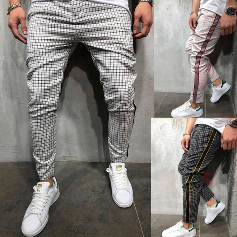 Men's Slim-fitting Cool Casual Sports Striped Side Ribbon Trousers