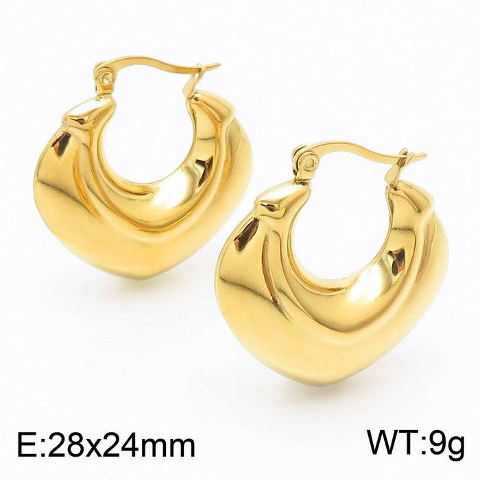 Titanium Steel U-shaped Glossy Ear Clip Plated 18K Hollow Earrings