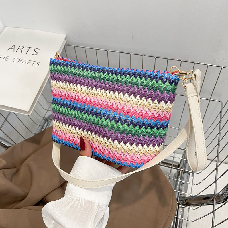 Rainbow Horizontal Striped Bucket Bag Popular This Year