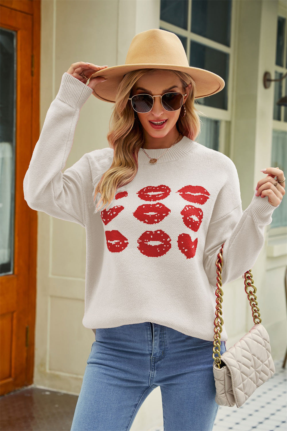 Women's Valentine's Day Love Lip Sweater