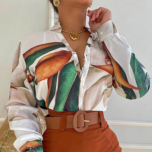 Printed Stand Collar Long Sleeve Shirt Top Drawstring Shorts Suit