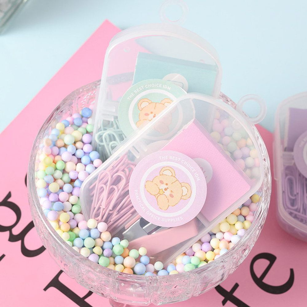 Macaron Color Paper Clip Ticket Holder Stapler Stationery For Students