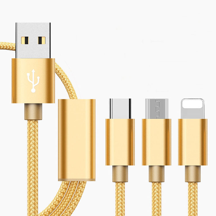 Three-in-one charging cable for mobile phones