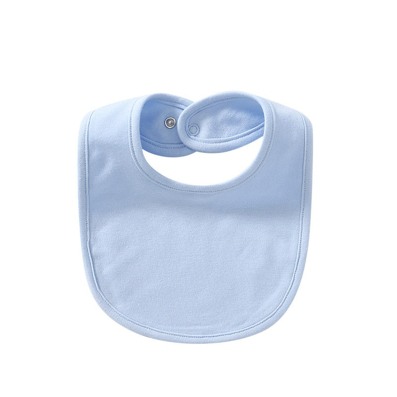 Baby Products Cotton Solid Color Bib With Hidden Buckle Saliva Towel Multi-color Optional