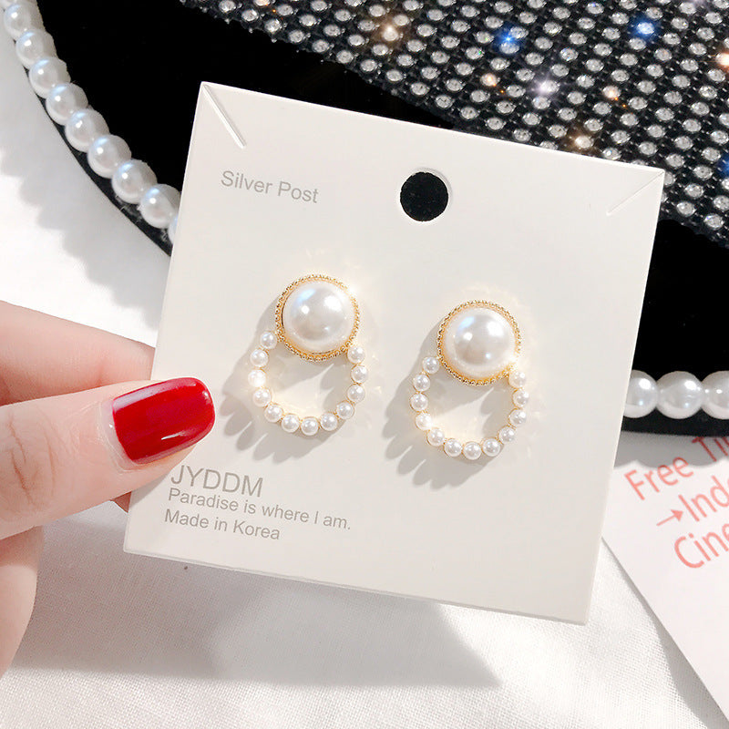 925 Silver Needle Pearl Earrings European And American High Sense Super Fairy Stud Earrings