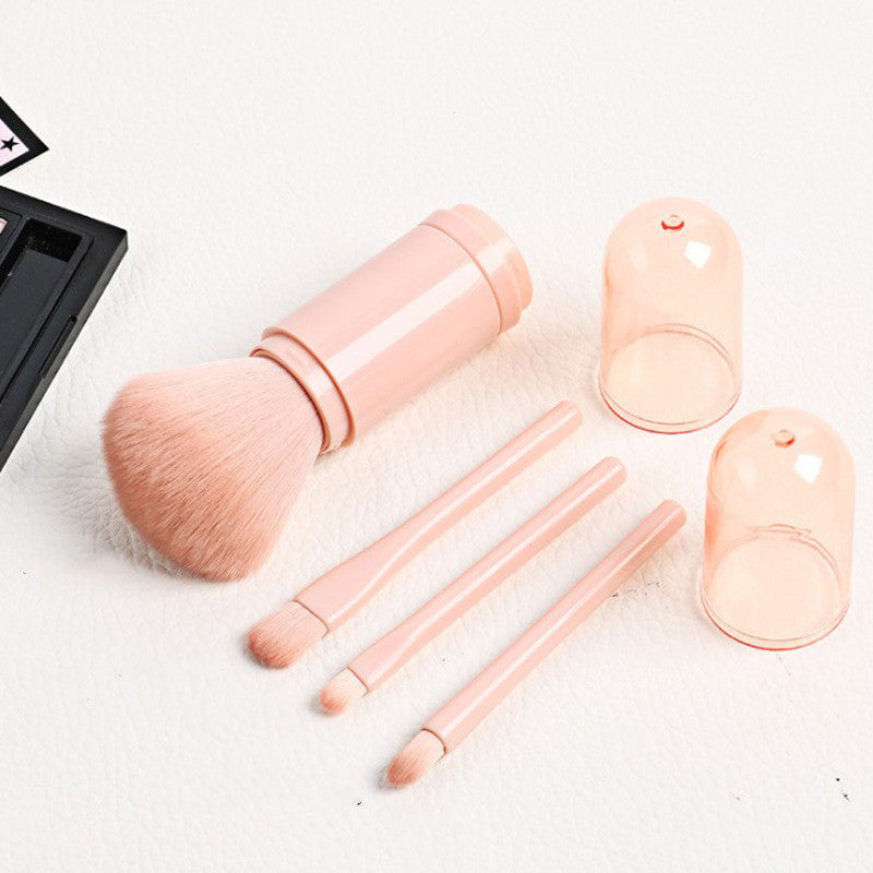 Four in one retractable makeup brush set