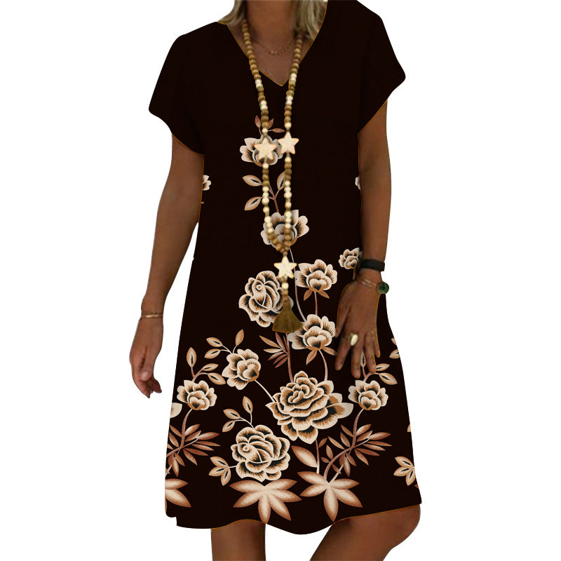 Short Sleeve Dress 3D Digital Print Dress