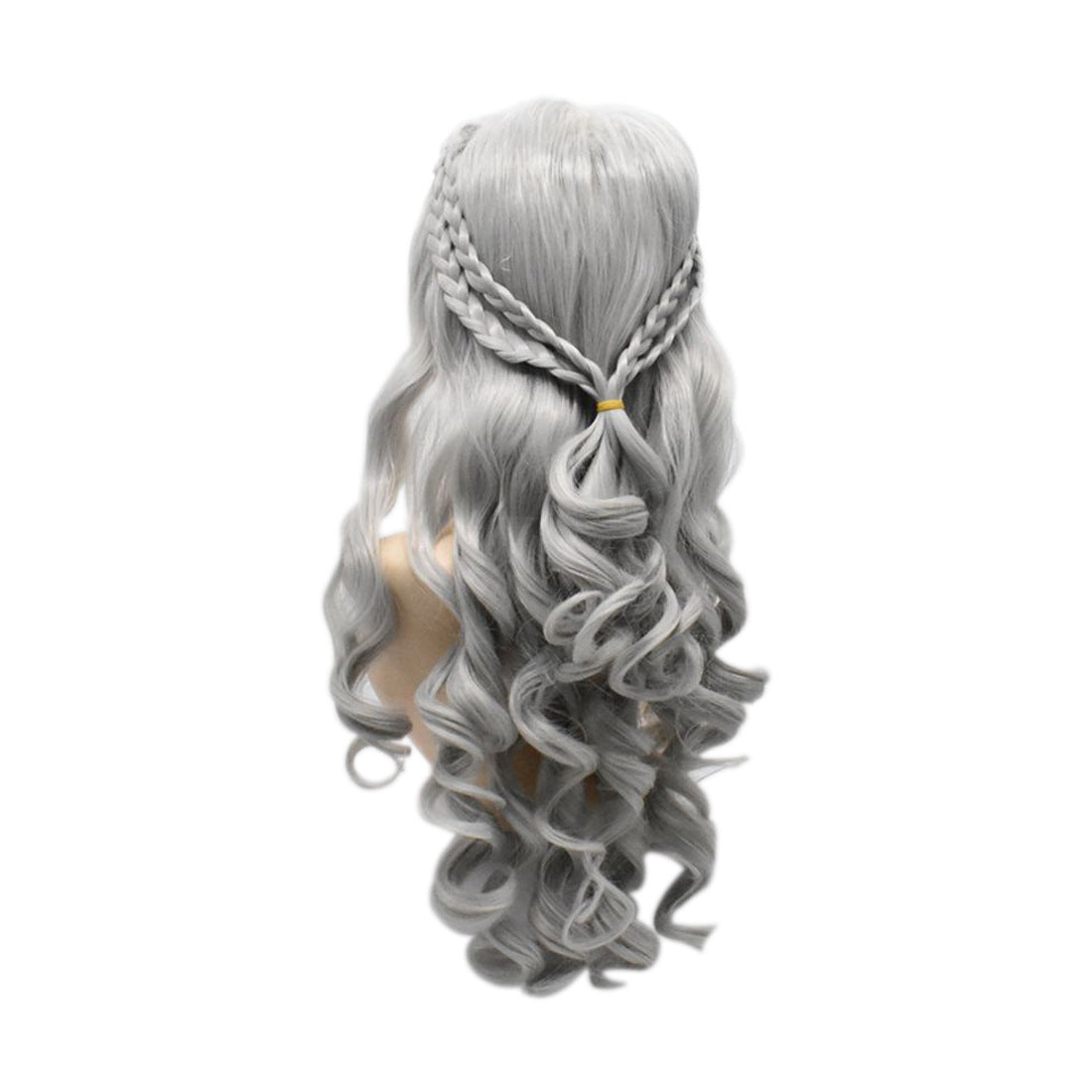 Matt 70cm braided silver long curly hair