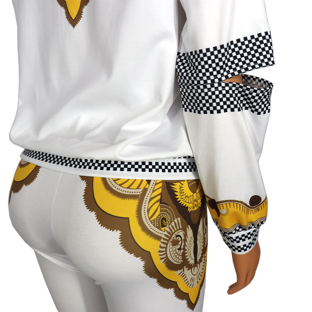 Ladies Suit Fashion Casual Twisting Roman Digital Printing