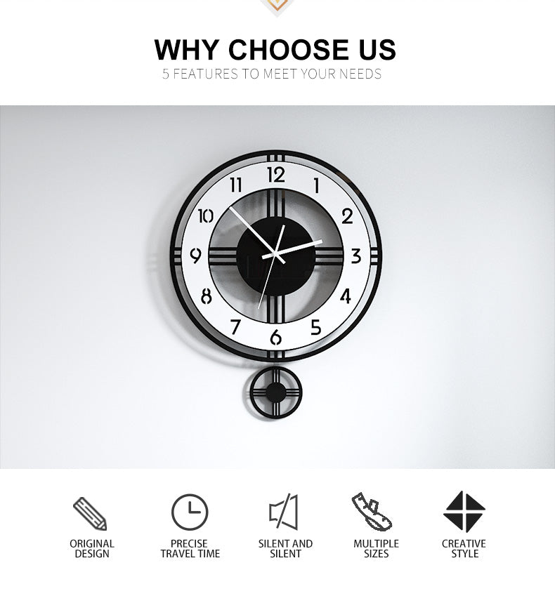 Living Room Creative Wall Clock Atmosphere Silent Household Acrylic Products Wall Watch Bedroom Decoration Wall Stickers Art Wall Clock