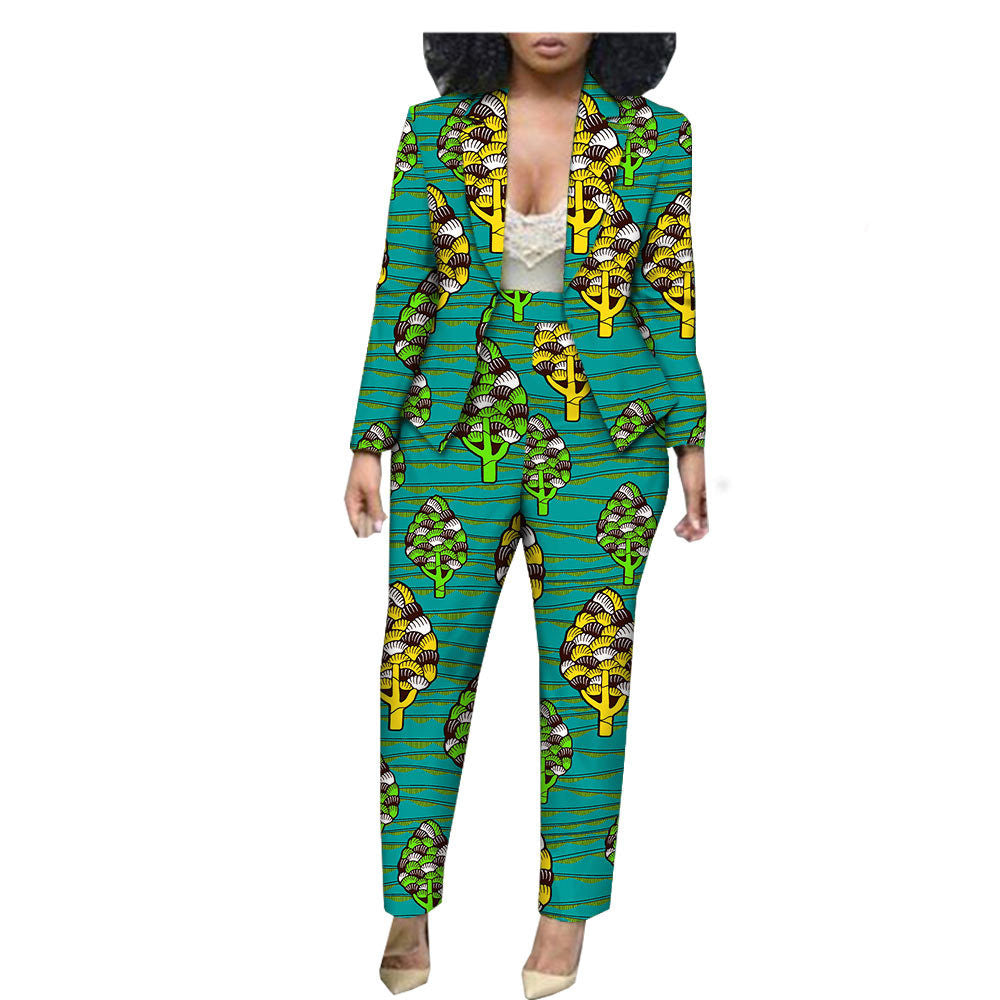 Customized Export African Special Printed Female Cotton Plus Size Casual Two-Piece Suit