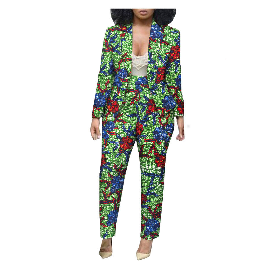 Customized Export African Special Printed Female Cotton Plus Size Casual Two-Piece Suit