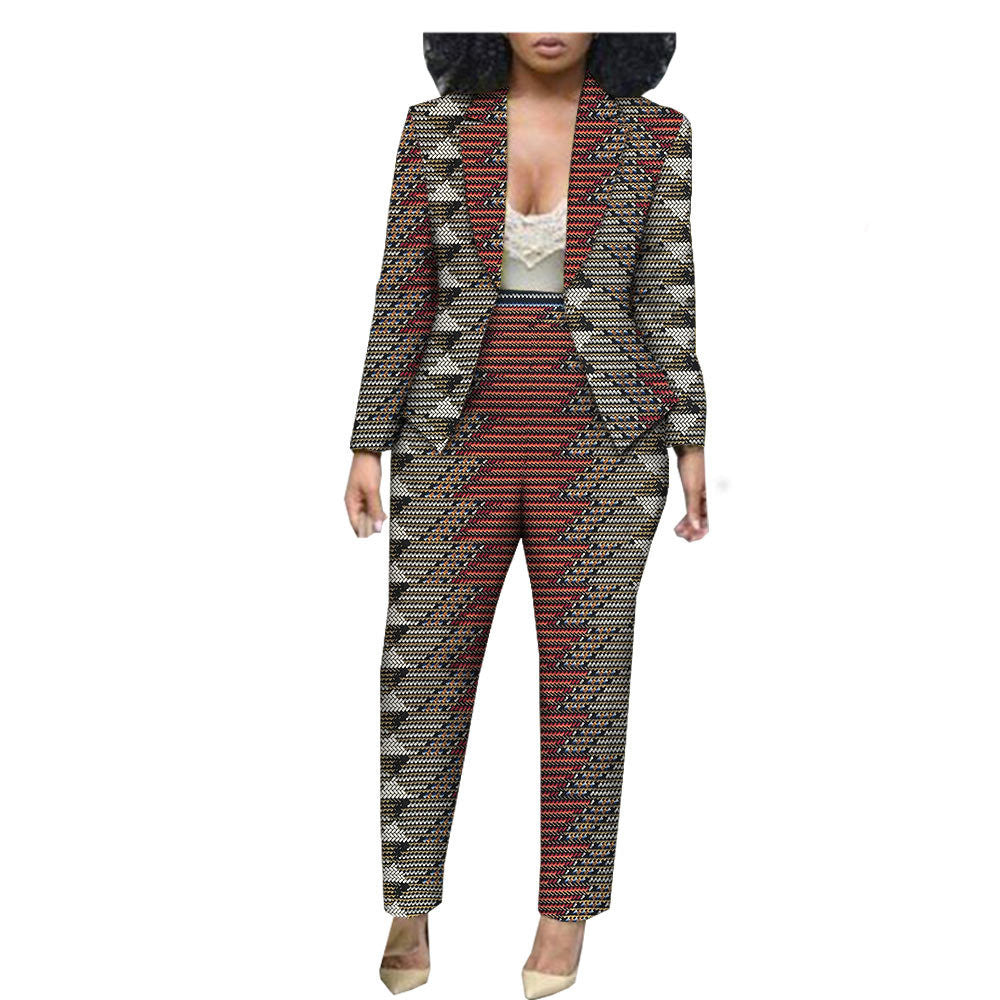 Customized Export African Special Printed Female Cotton Plus Size Casual Two-Piece Suit