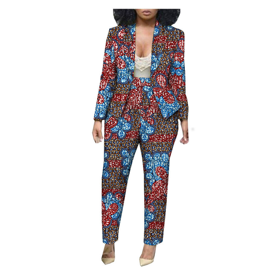 Customized Export African Special Printed Female Cotton Plus Size Casual Two-Piece Suit