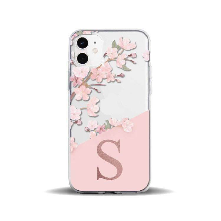 Compatible with Apple, Suitable For Iphone11Pro Creative Transparent Peach Blossom 26 English Letters 78P Mobile Phone Case Iphone12 Protective Cover