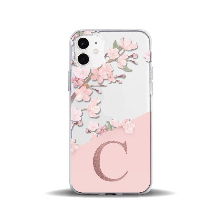 Compatible with Apple, Suitable For Iphone11Pro Creative Transparent Peach Blossom 26 English Letters 78P Mobile Phone Case Iphone12 Protective Cover