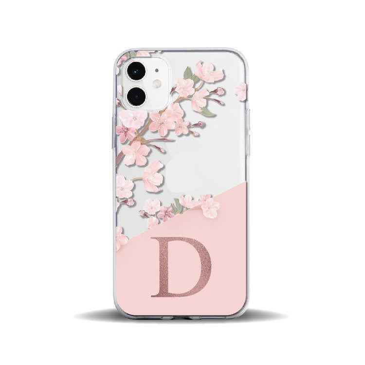 Compatible with Apple, Suitable For Iphone11Pro Creative Transparent Peach Blossom 26 English Letters 78P Mobile Phone Case Iphone12 Protective Cover