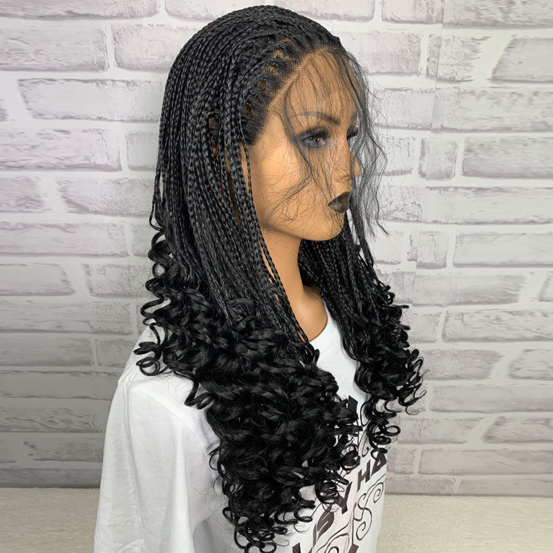 Black Braid With Small Curly Long Curly Hair