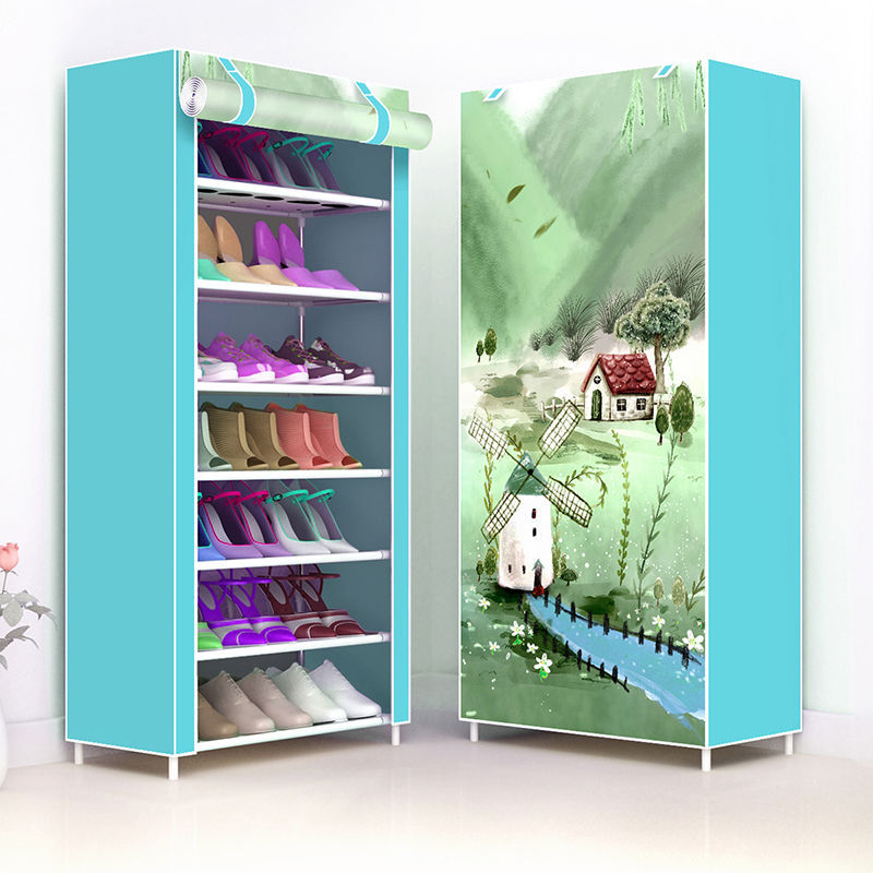 Cloth Shoe Cabinet Student Dormitory Bedroom Storage Shoe Rack Door Multi-layer Assembly Simple