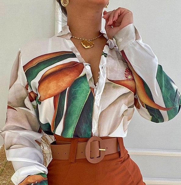 Printed Stand Collar Long Sleeve Shirt Top Drawstring Shorts Suit