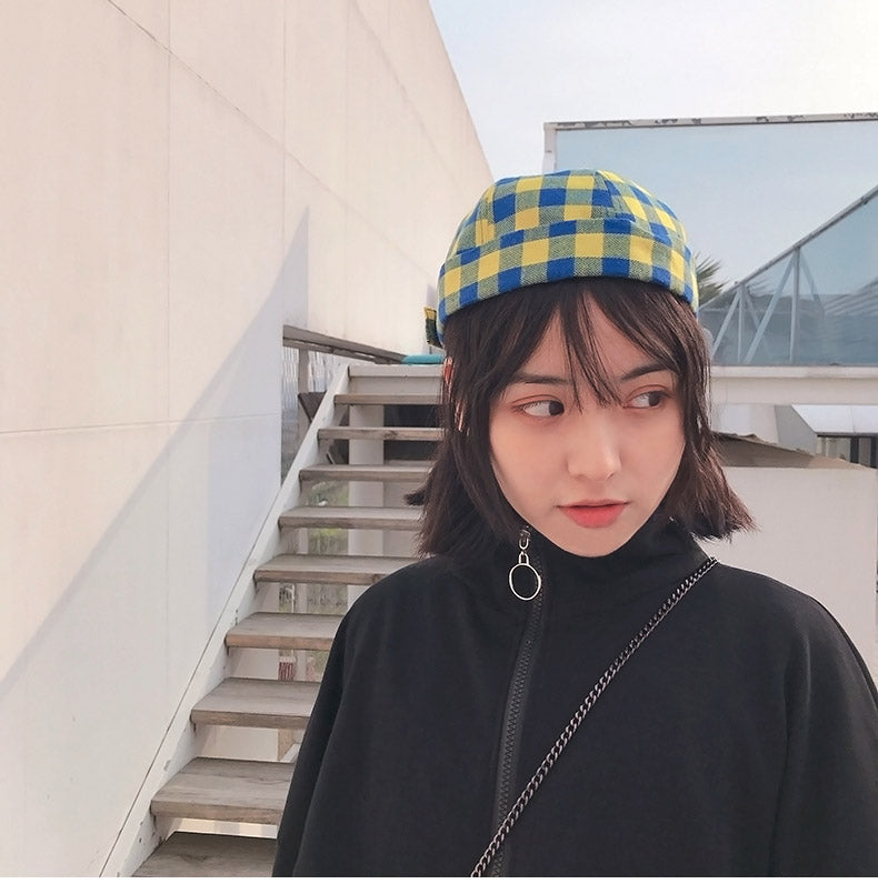 Plaid hat spring summer melon hat