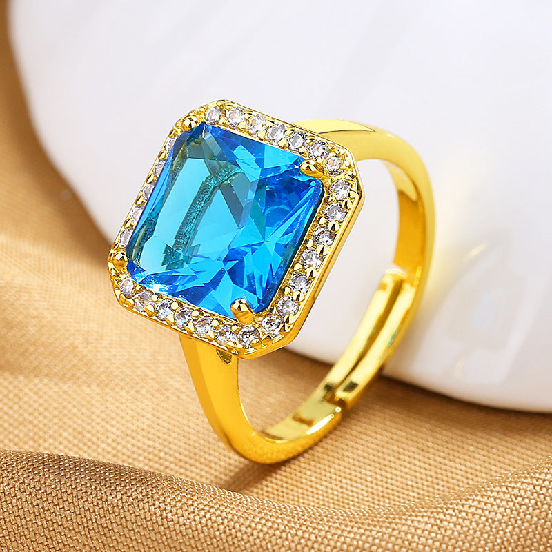 Retro Affordable Luxury Octagonal Square Ring