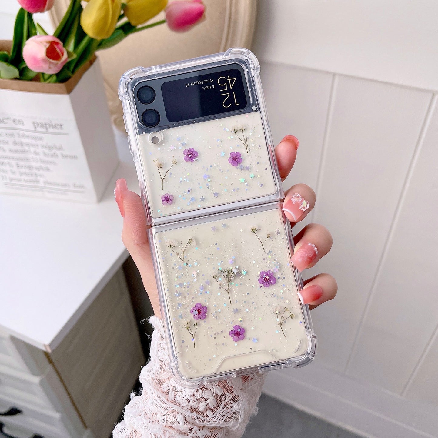 Drop Glue Glitter Star Dry Flower Star Mobile Phone Cover