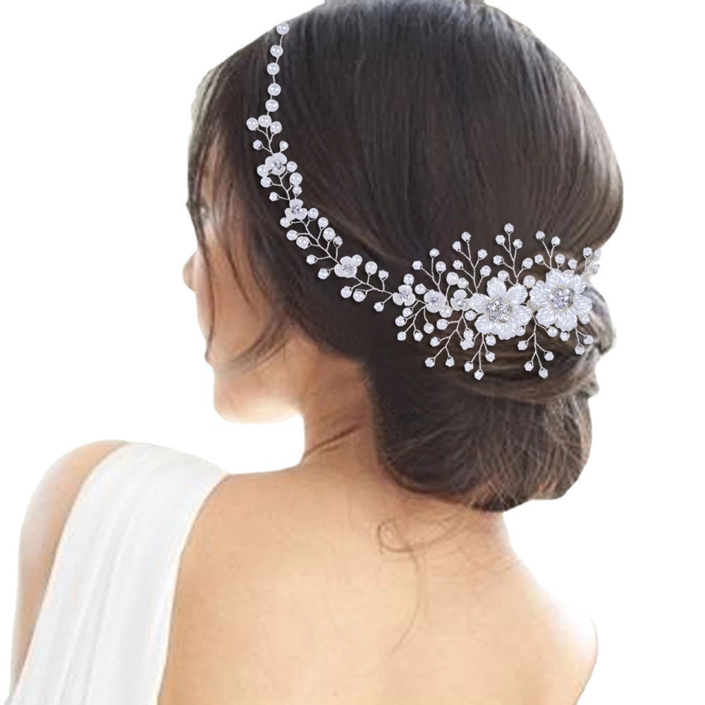 Handmade Hair Accessories With Flower Shaped Crystal Pearl Twist Beads