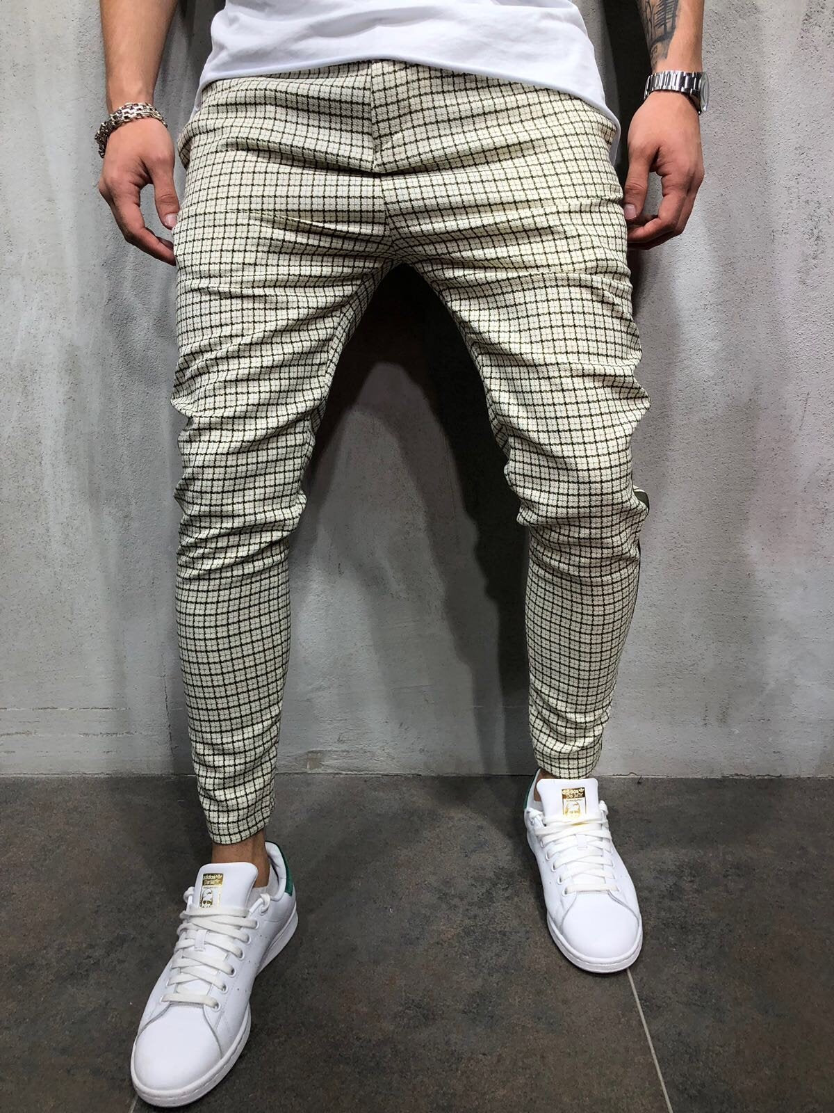 Men's Slim-fitting Cool Casual Sports Striped Side Ribbon Trousers