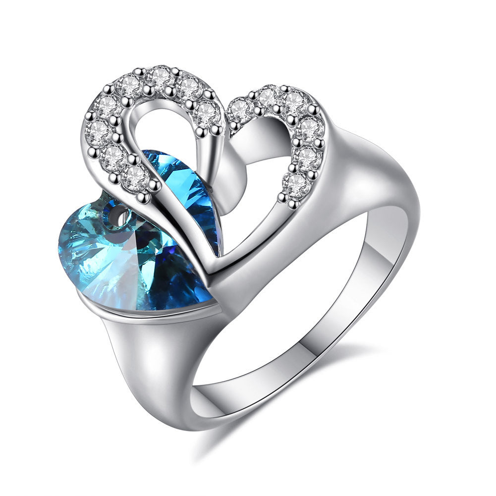 Titanic Sapphire Crystal Heart Of Ocean Ring