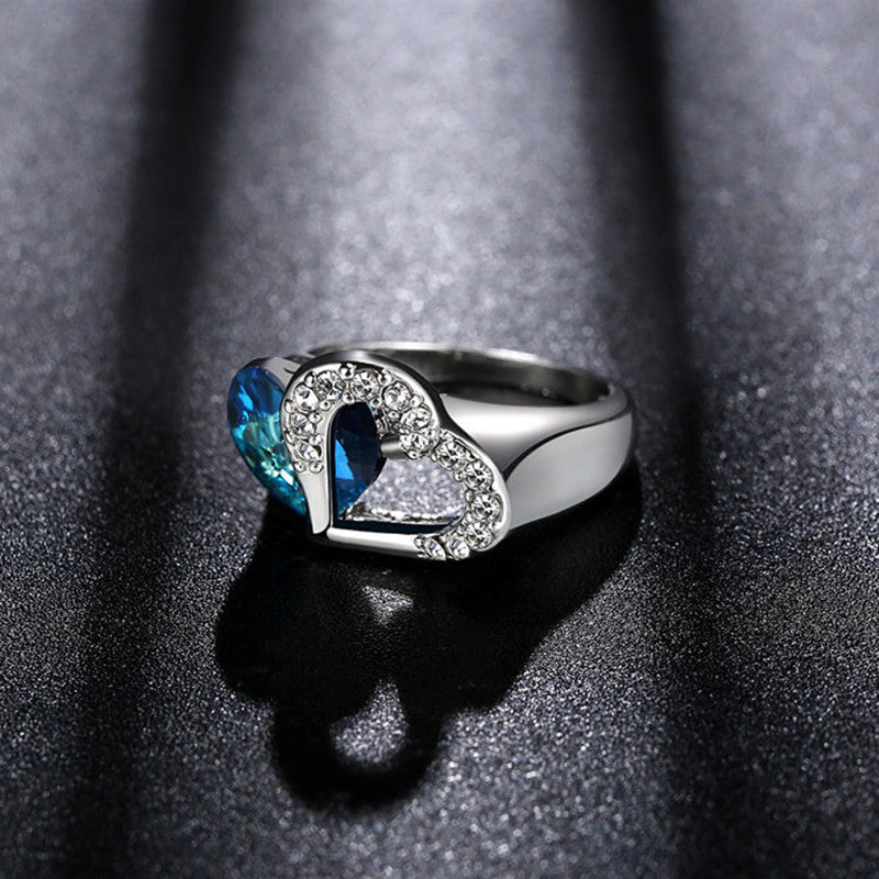 Titanic Sapphire Crystal Heart Of Ocean Ring