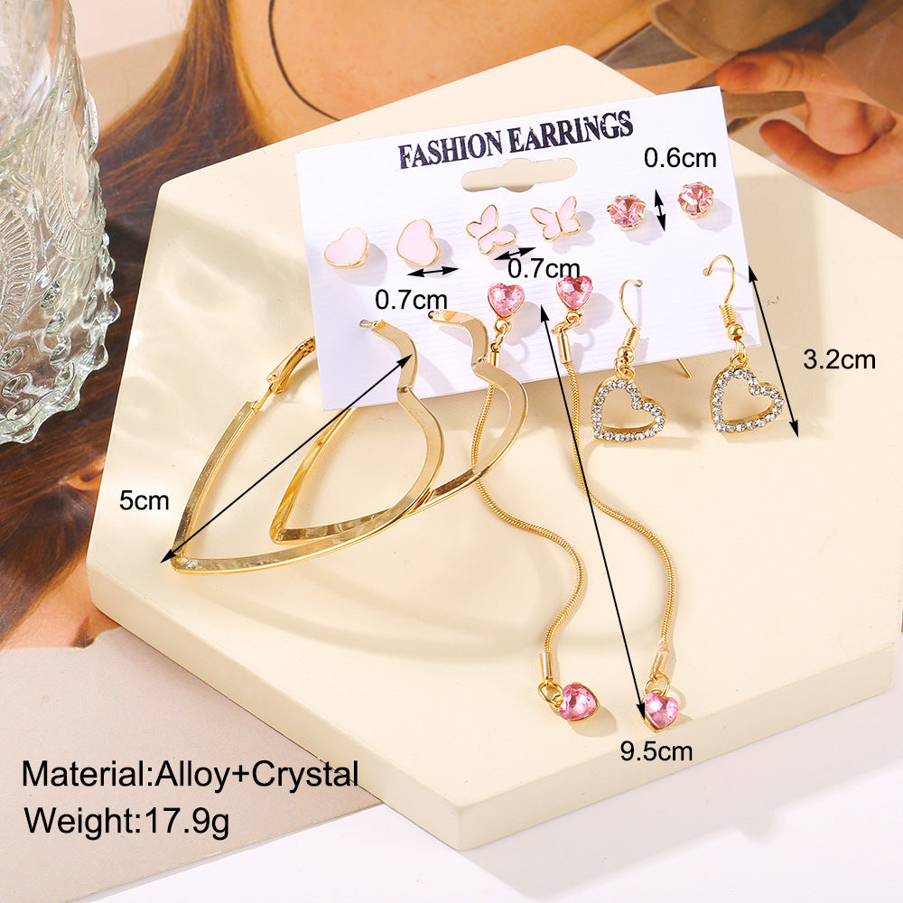 Creative Simple Retro Love Star Chain Earings Set