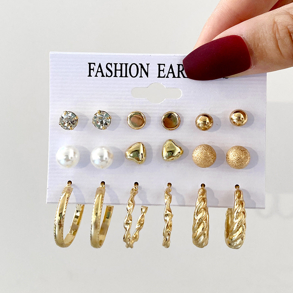 Creative Simple Retro Metal Twist Earrings Suit