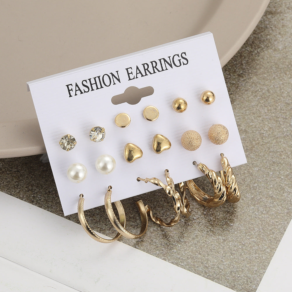 Creative Simple Retro Metal Twist Earrings Suit