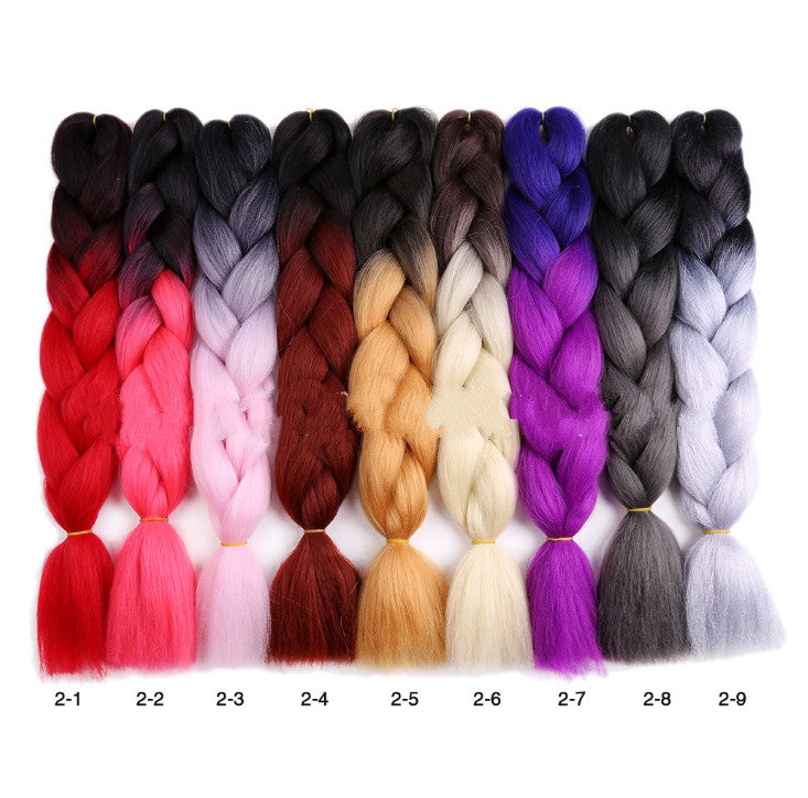 Black wig plaits colored gradient large plaits jumbo braid high heat silk