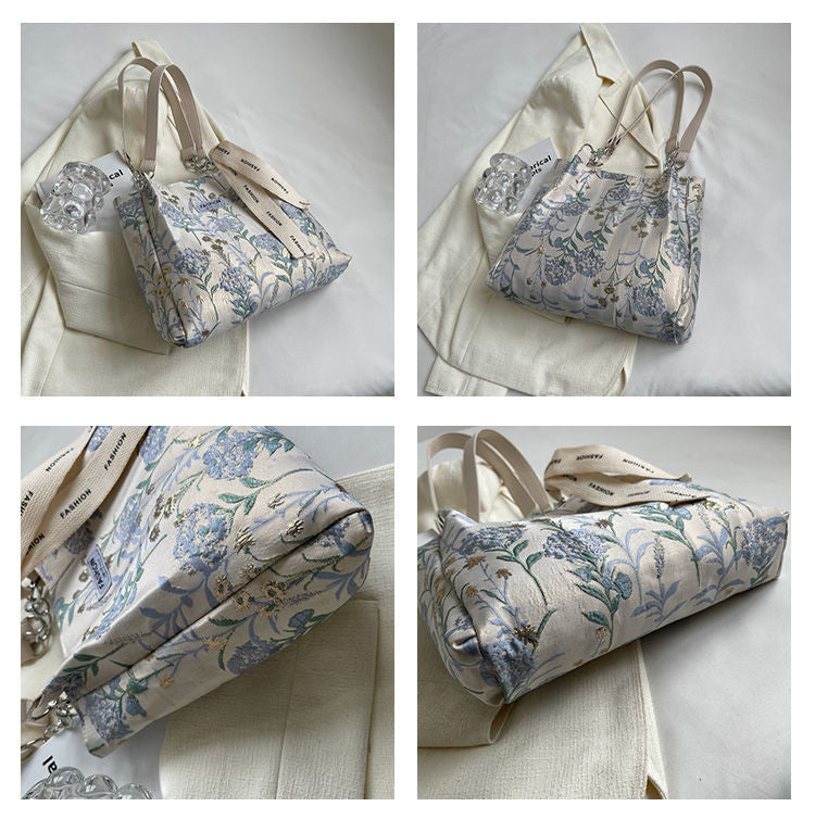 Large Shoulder Bag Summer Flower Young Women's Canvas