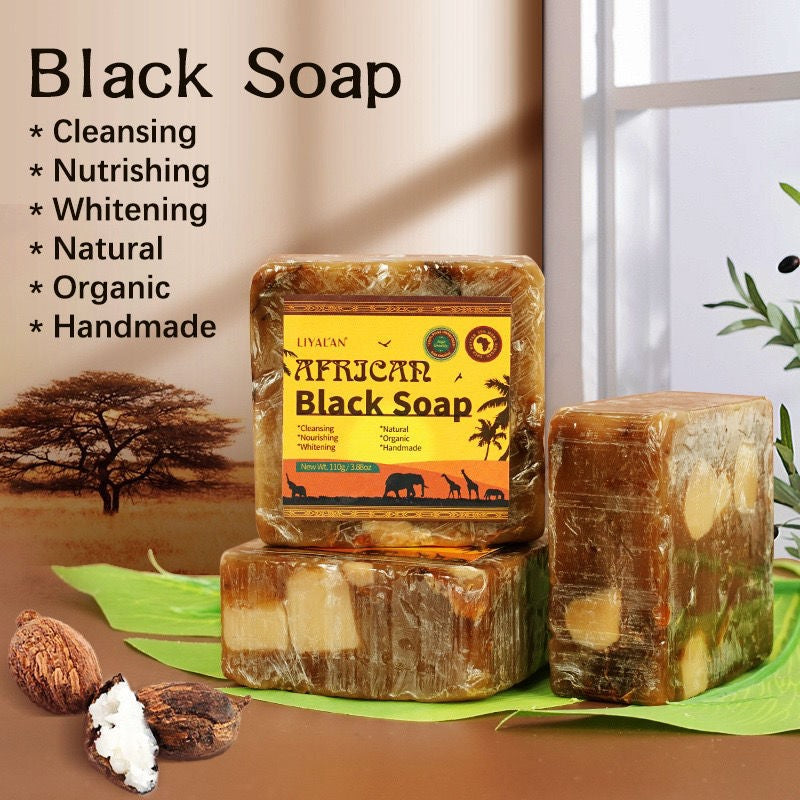 3pcs Black Soap For Plant Body Cleaning