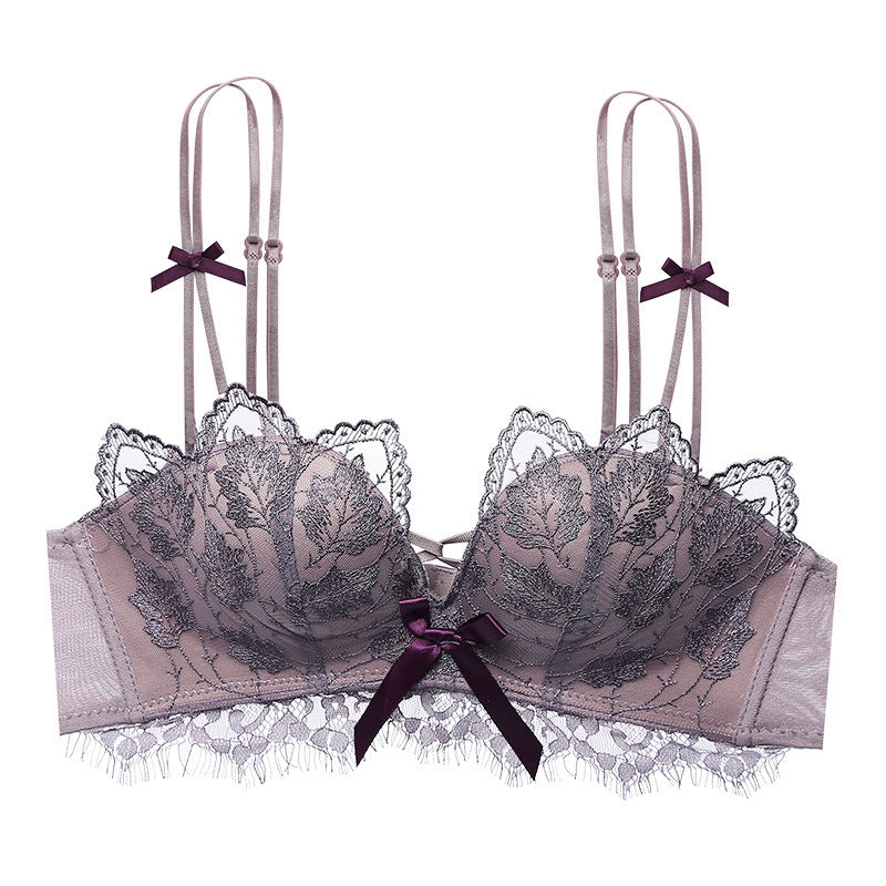 Women's Lace Underwear Petals Upper Support Adjustable Back Shaping Bra Set