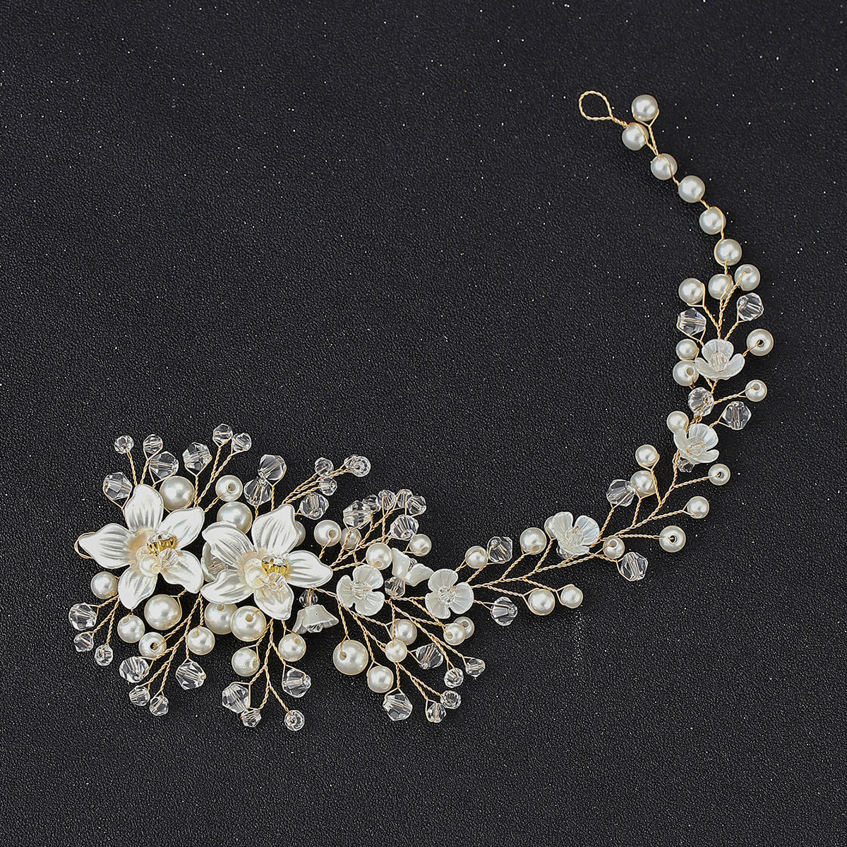 Handmade Hair Accessories With Flower Shaped Crystal Pearl Twist Beads