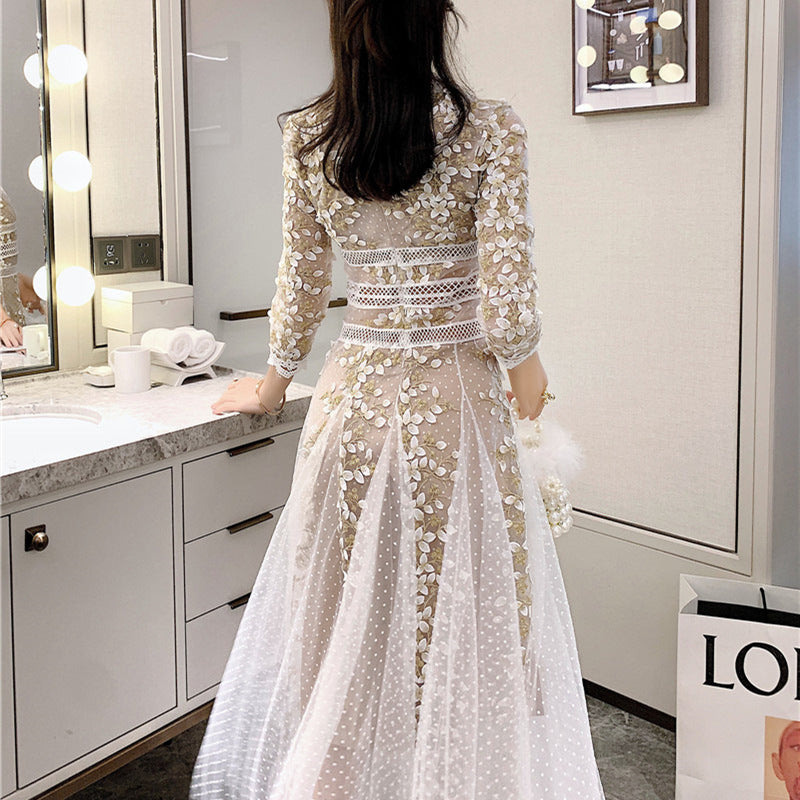 Super Fairy Mesh Embroidery Dress Dress Skirt