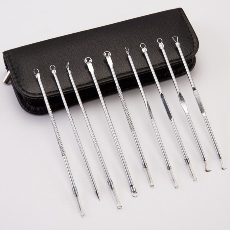 9pcs Stainless Steel Acne Needle Cell Clamp Double-headed Acne Acne Needle