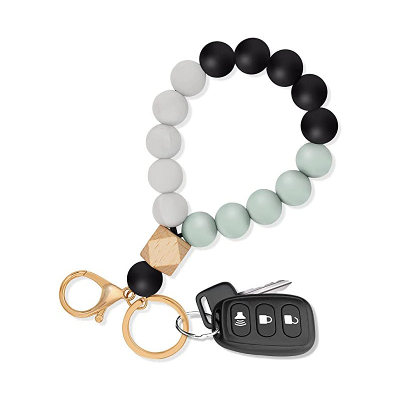 Silicone Beads Wooden Beads Bracelet Keychain