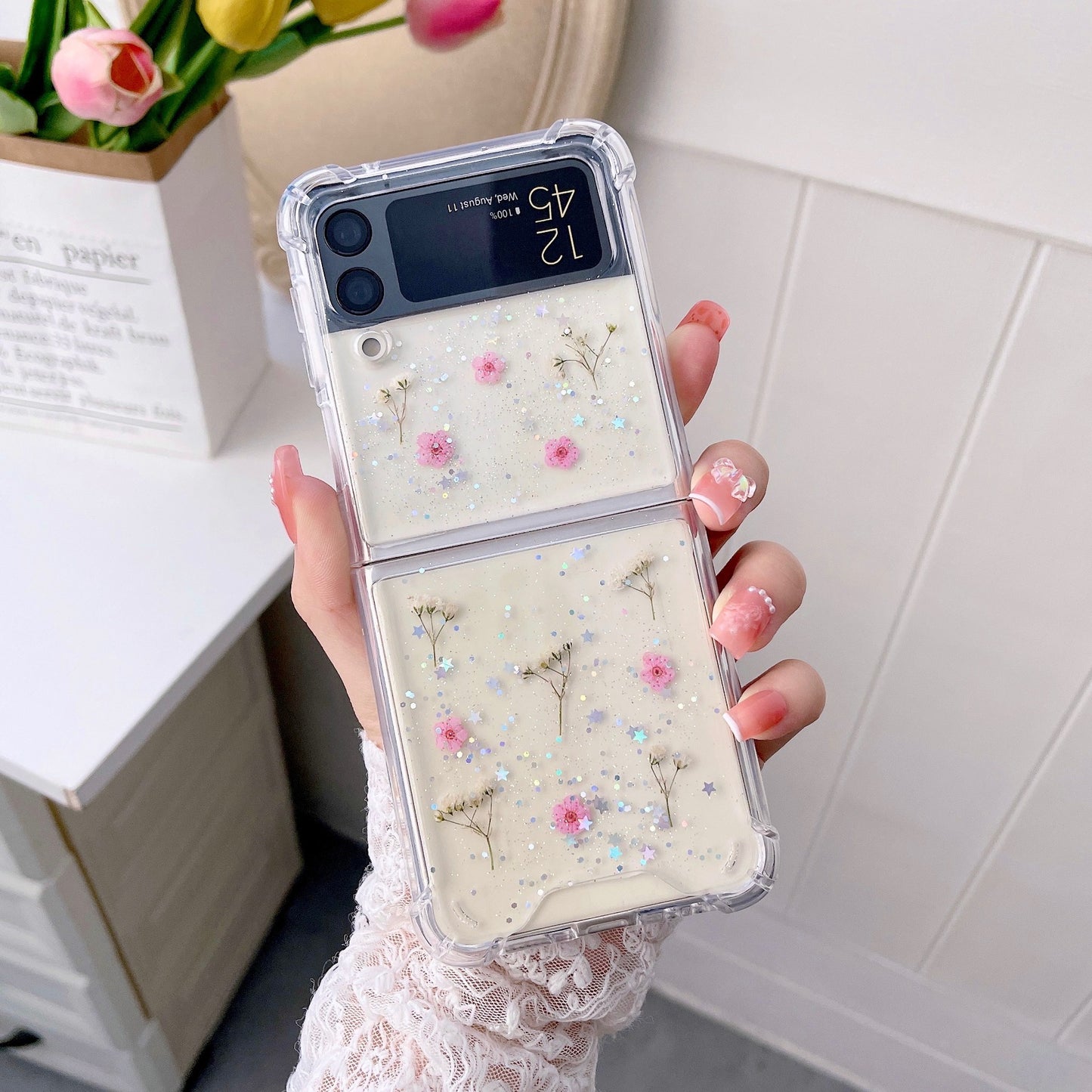 Drop Glue Glitter Star Dry Flower Star Mobile Phone Cover