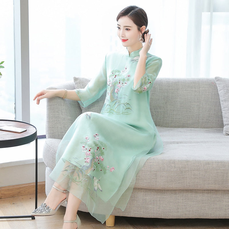 Cheongsam Dress Improved Hanfu Ethnic Embroidery Dress