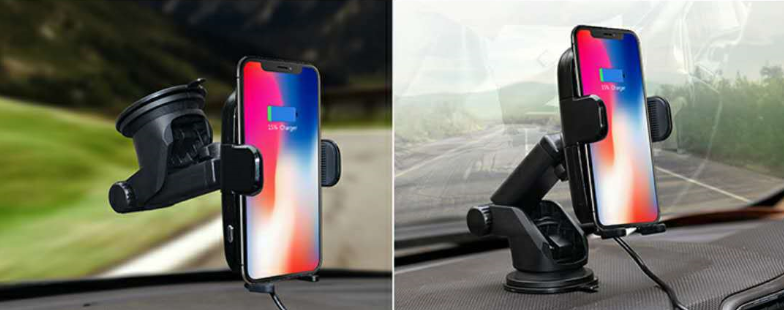 Fast Wireless Car Charger with Automatic Infrared Sensor Car Mount