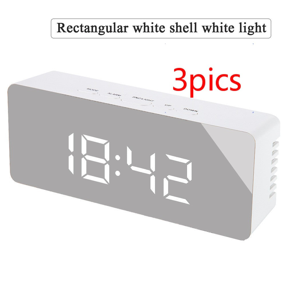 Digital LED multi-function mirror clock