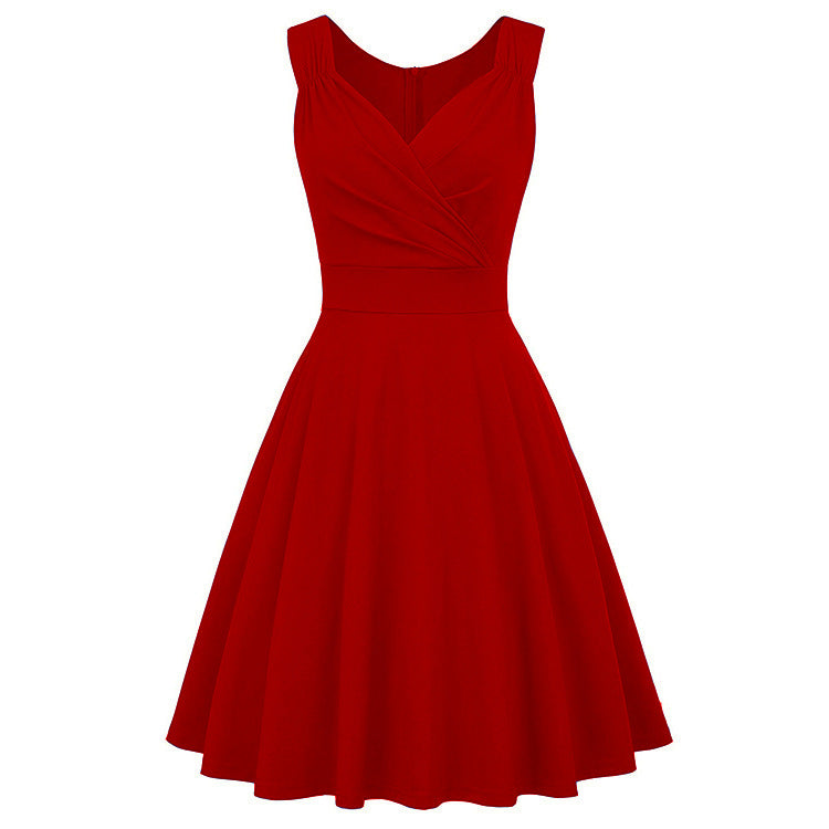 Women's cocktail light dress V-neck dress