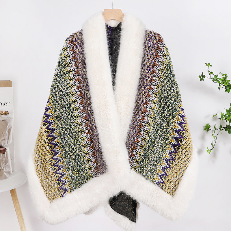 High Environmental Protection Fox Shawl Advanced Socialite Style Thickened Cape