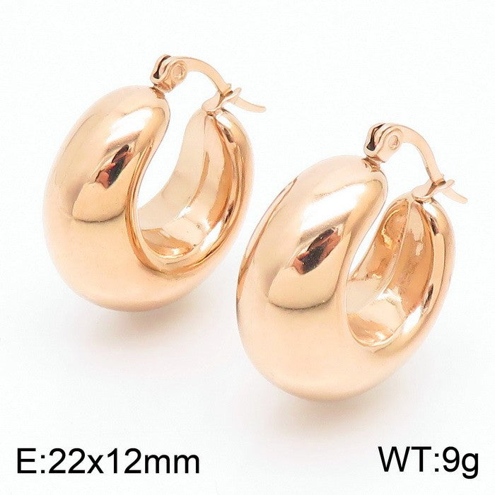 Titanium Steel U-shaped Glossy Ear Clip Plated 18K Hollow Earrings